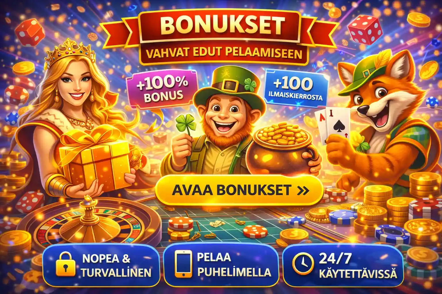 Nettikasino tervetuliaisbonus ja ilmaiskierrokset suomalaisille pelaajille
